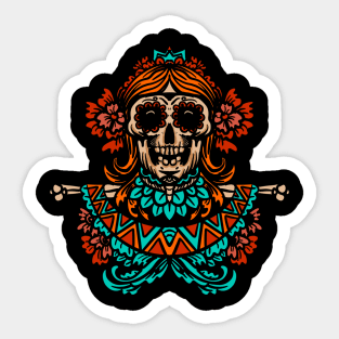 the skull of beauty women Sticker